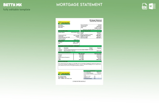 модерен стил Индија Karur Vysya банка изјава за хипотека Шаблон за Word и PDF